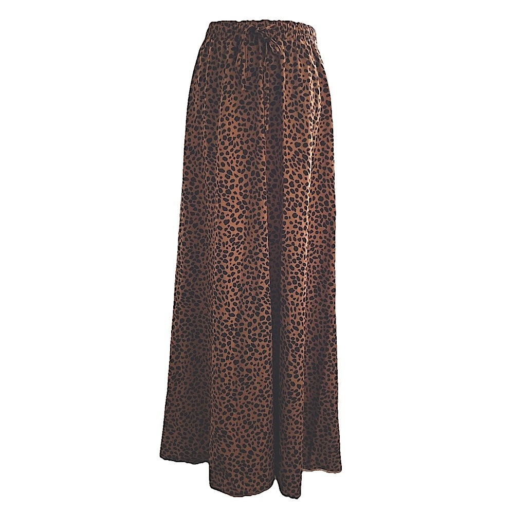 Mob Wife Leopard Maxi Skirt Flowy Adjustable Waist Elastic Size XL Animal Print